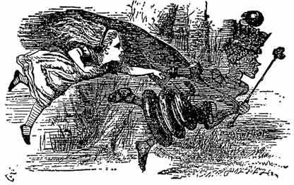 Tenniel's engraving of Alice and the Red Queen, from Lewis Carroll's "Alice in Wonderland"